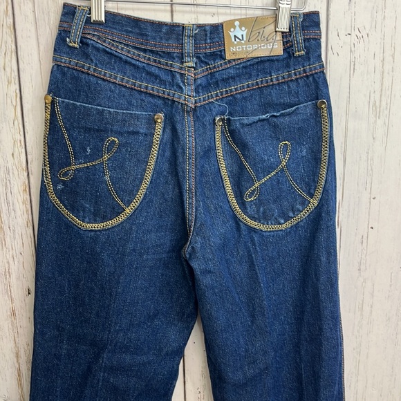 Notorious Big Dark Wash High Rose Wide leg jeans Vintage - Picture 4 of 8